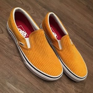 Yellow Corduroy Vans Slip Ons